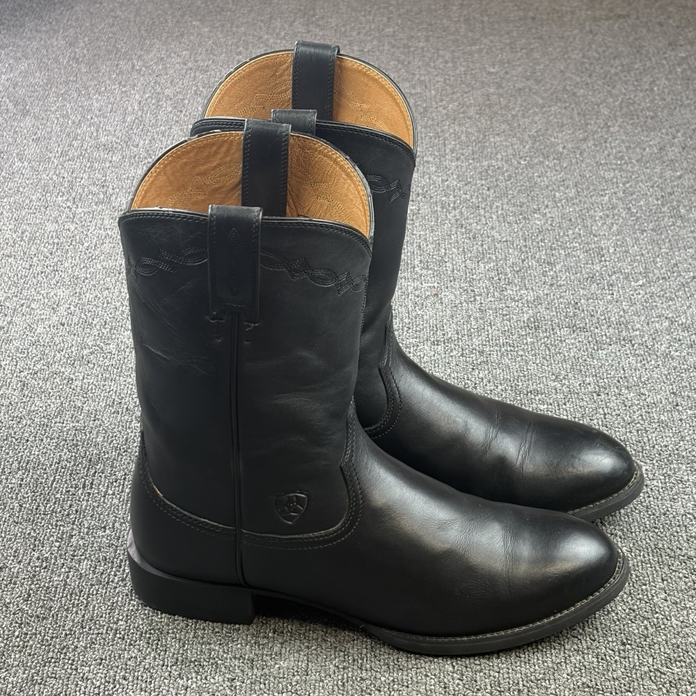 Ariat Heritage Roper Boots Black Leather Western Cowboy Boots Mens Sz 11D 35501